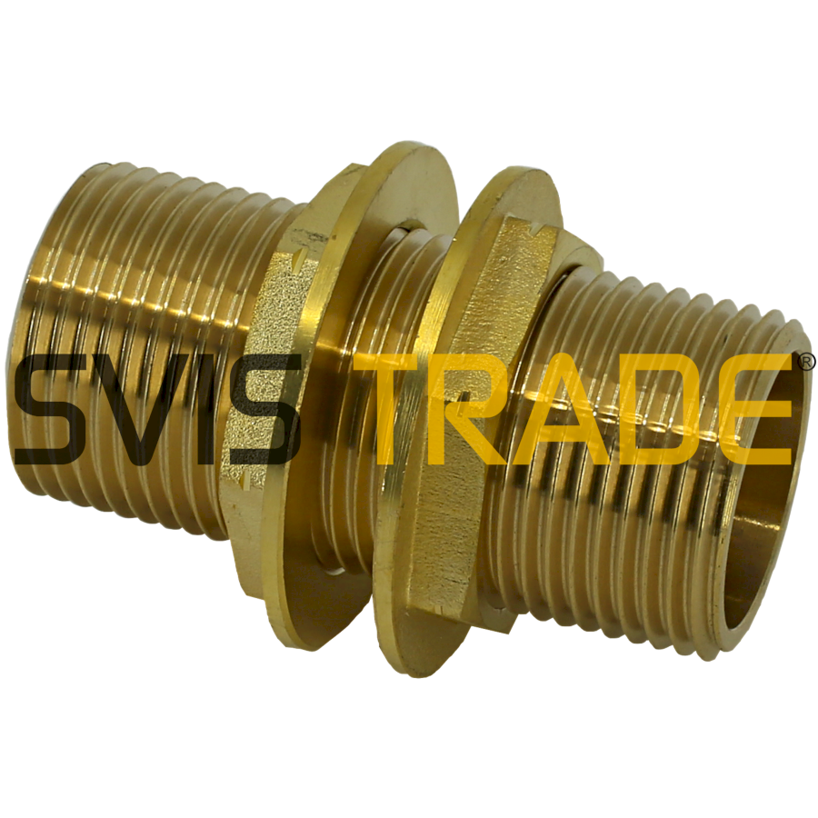 Mosazná stěnová průchodka s volnými maticemi 5/4